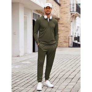 COOFANDY Men's Tracksuit 2 Piece Quarter Zip Polo Athletic Sweatsuits Casual Running Jogging Sport Suit Sets - 1 of 4