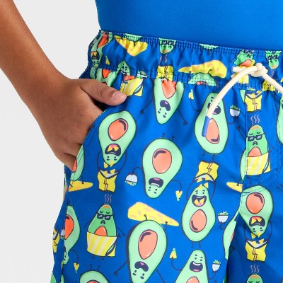 Cat & Jack Boys' Avocado Trunk Swim Shorts - Cat & Jack™ Blue S — фото 3