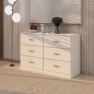 6 Drawer Dresser for Bedroom, 47" Wood Chest of Drawers with Handle, Dresser Storage Cabinet for Closet Living Room Hallway Bedroom - 1 of 4