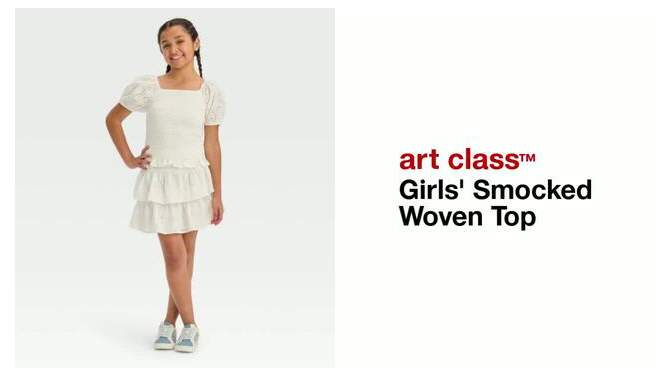 Girls' Smocked Woven Top - art class™, 2 of 7, play video