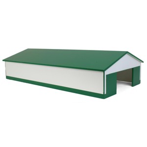 1/64 White & Green 1 Door 60ft x 120ft Wooden Tractor or Truck Shop STA-214 - 1 of 4