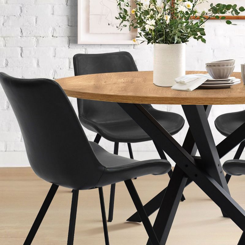 Kourtney 21" Seat Width Modern Custom-made Faux Leather Dining Chairs Set of 4 With Black Legs-The Pop Maison, 4 of 9