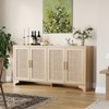4-Door Sideboard Buffet Cabinet, Rattan Storage Cabinet with Adjustable Shelves, Boho Console Table for Entryway, Living Room, Kitchen, Coffee Bar - 3 of 4
