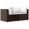 vidaXL Patio Corner Sofas with Cushions 2 pcs Brown Poly Rattan - 2 of 4