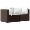 vidaXL Patio Corner Sofas with Cushions 2 pcs Brown Poly Rattan - image 2 of 4