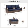 EAGLE PEAK Outdoor Rattan Furniture Set, Wicker Patio Couch, PE Rattan 3-Seat Sofa with Ottoman - 3 of 4