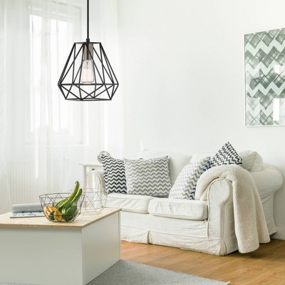 Sansa Dark Bronze Geometric Cage Pendant Light