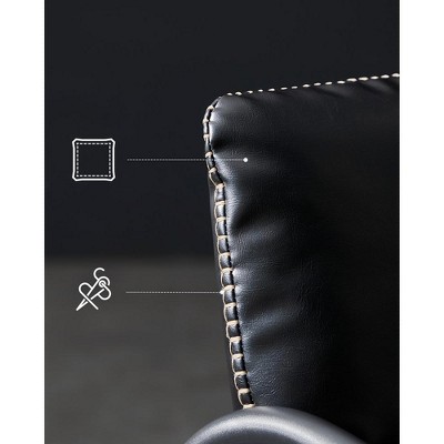 Black Faux Leather Armchair with Metal Frame