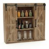 LuxenHome Farmhouse Wood Sliding 2-Door Wall Storage Cabinet Brown - 3 of 4