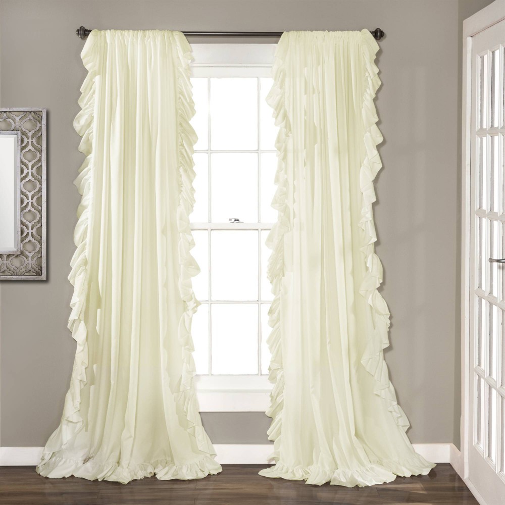 Photos - Curtains & Drapes Set of 2  Reyna Rod Pocket Light Filtering Window Panel Ivory - L(84"x54")