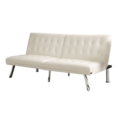 Jordan Leather Foldable Futon Sofa Bed Ivory - Abbyson Living