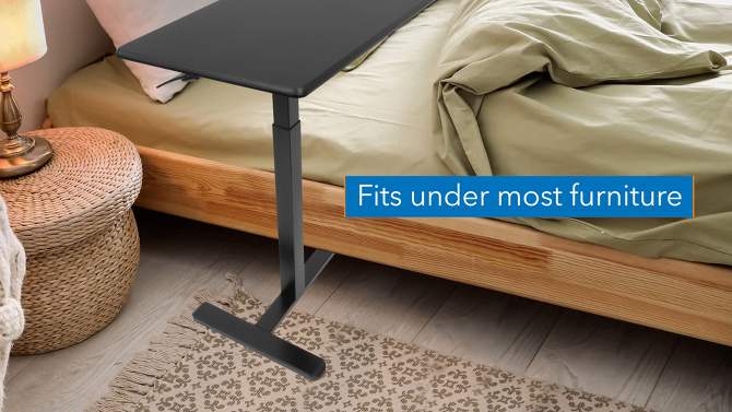 Mount-It! Height Adjustable Overbed & Bedside Table w/ Wheels | Overbed Desk Breakfast Tray for Medical & Home Use | Standing Desk w/ Gas Spring, 2 of 10, play video