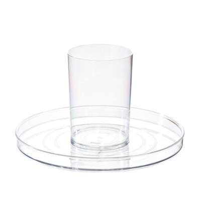 iDesign The Sarah Tanno Collection 11" Lazy Susan Spinning Cosmetic Organizer with Removable Cup, Clear/White