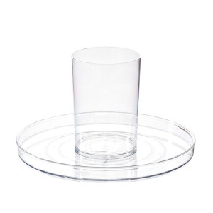 iDesign The Sarah Tanno Collection 11" Lazy Susan Spinning Cosmetic Organizer with Removable Cup, Clear/White - 1 of 4