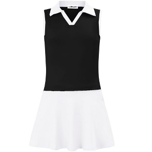 Kids Girls Tennis Golf Dress Outfit Sleeveless Dress with Pockets Athletic Skorts and Polo Tank Top Sets - 1 of 4