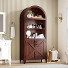 63'' Arched Pantry Storage Cabinet, Farmhouse 5 Tier Bookcase with Adjustable Shelf and 2 Cross Doors, for Kitchen, Living Room, Bedroom - 4 of 4
