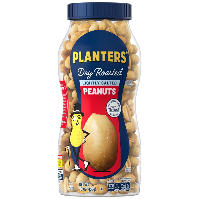 Planters Heart Healthy Lightly Salted Dry Roasted Peanuts - 16oz, 1 of 10