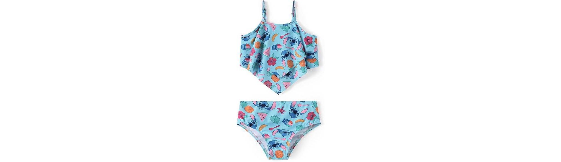 Disney Stitch Kids Girls Summer Holiday Swimwear Sets Bikini Stitch Light Blue 8-9