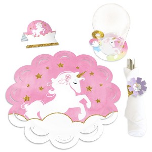 Big Dot of Happiness Rainbow Unicorn - Magical Unicorn Baby Shower or Birthday Party Paper Charger & Table Decorations Chargerific Kit for 8 - 1 of 4