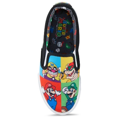 Мужские кроссовки Nintendo Boys Nintendo Mario Athletic Sneakers - Super Mario Slip On Shoes - Mario, Luigi, Kirby and Donkey Kong Slip On Canvas Sneakers (Black, 2) — фото 3