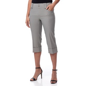 Rekucci Women's Pull-On Mid-Rise Cuffed Capri Pants Comfort Waistband - 1 of 4