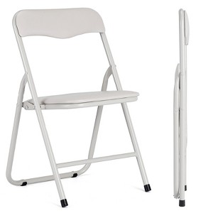Metal Folding Chairs and Table, Leather Padded Folding Chairs with Comfortable Cushion and Durable Steel Frame for Eating, Reading, Playing - 1 of 4