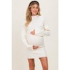 Pinkblush Cream Wide Rib Mock Neck Maternity Sweater Mini Dress - 2 of 4