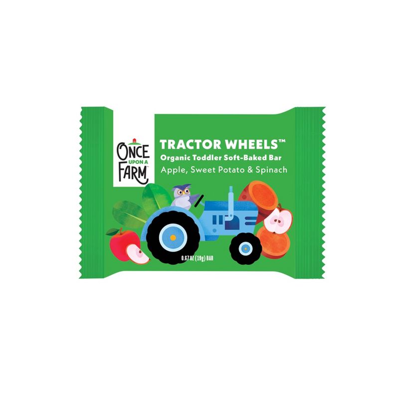 Once Upon a Farm Tractor Wheels Apple Sweet Potato &#38; Spinach Baby Snacks - 3.35oz, 5 of 9