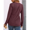 Women's 2025 Fall Long Sleeve Henley Top Dressy Casual V-Neck Blouse Trendy Loose Fit Button Up Shirts Cute T-Shirt - 4 of 4