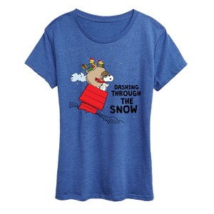 Women's - Peanuts - Dashing Through The Snow Short Sleeve Graphic T-Shirt - 1 of 4