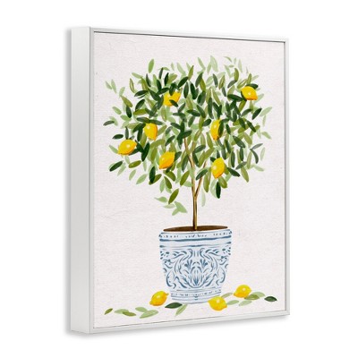 Lemon Tree Planter Print on Canvas with White Frame, 11" x 14"