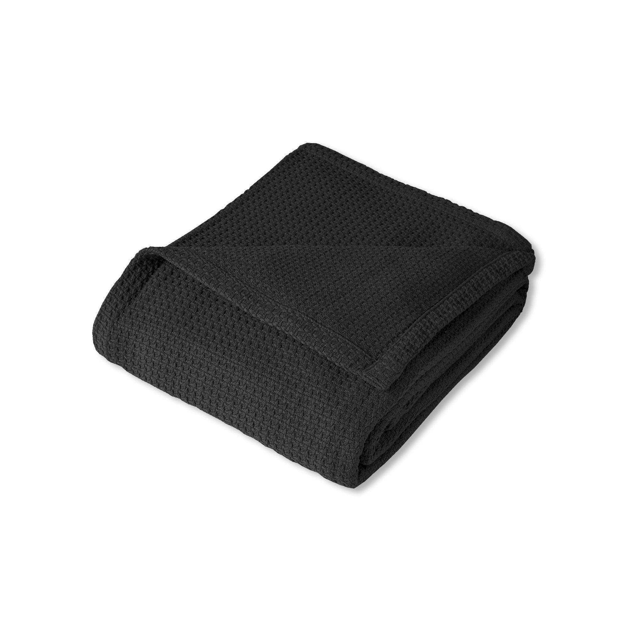 100% Cotton Blanket, Grand Luxury Breathable Basketweave Design by Sweet Home Collection®, King, Black