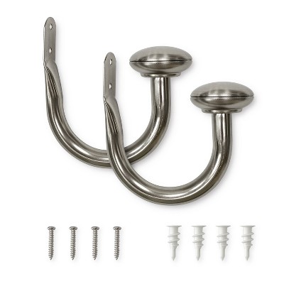 Set of 2 Brushed Nickel Metal Curtain Holdbacks