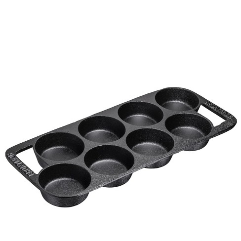 Bruntmor Round Cast Iron Biscuit Pan, 11 Cups, Black