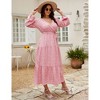 Clearlove Women's Plus Size V-Neck Long Sleeves A-Line Pleated Floor Length Formal Dress - 3 of 4