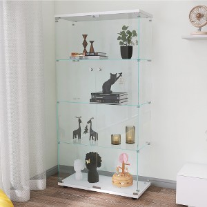 Dolonm Two-door Glass Display Cabinet 4 Shelves with Door, Floor Standing Bookshelf - 1 of 4