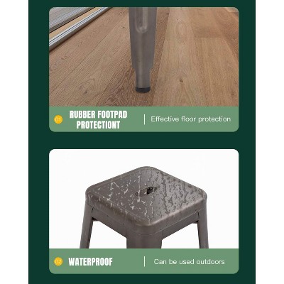 Bronze 30" Stackable Metal Bar Stools Set of 4