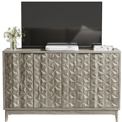TIRAMISUBEST Gray Modern Buffet Sideboard Cabinet - Mobile Storage with Wheels for Dining Room