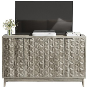 TIRAMISUBEST Gray Modern Buffet Sideboard Cabinet - Mobile Storage with Wheels for Dining Room - 1 of 4