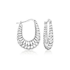 Ross-Simons Italian Sterling Silver Grooved Graduated Hoop Earrings - 1 of 4