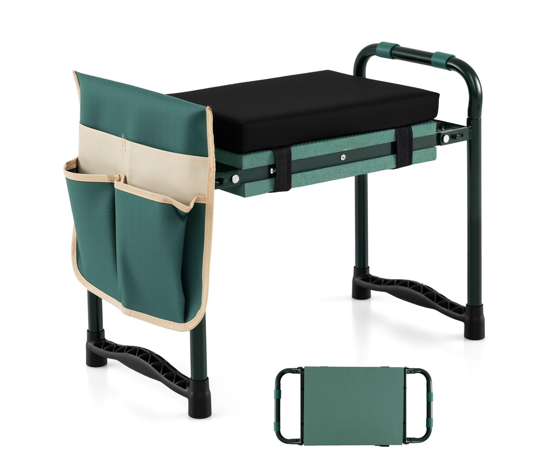 Costway Folding Sturdy Garden Kneeler Gardener Kneeling Pad & Cushion Seat Knee Pad Seat Black/Blue/Green
