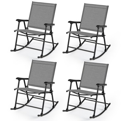 Tangkula 4pcs Patio Folding Rocking Chair Heavy-Duty Metal Frame Rockers Outdoor