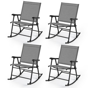 Tangkula 4pcs Patio Folding Rocking Chair Heavy-Duty Metal Frame Rockers Outdoor - 1 of 4
