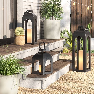 Cast Aluminum Outdoor Lantern Candle Holder Black - Threshold™ , 3 of 9