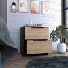 Gulches 2-Drawer Nightstand - Black Wengue/Pine Finish with Metal Handles, 18"H Particle Board Bedside Table (Multicolored) - 2 of 4