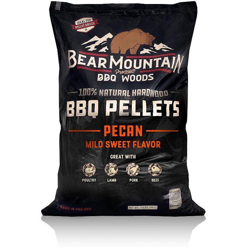 Bear Mountain BBQ 100% Natural Hardwood Pecan Mild Sweet Flavor Pellets for Smokers and Outdoor Grills, 20 Pound Bag, 1 of 8