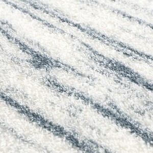 Hauteloom Mette White&Blue Lined Plush Area Carpet - 1 of 4