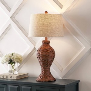 31" JONATHAN Y Elicia Coastal Cottage Table Lamp with Linen Shade, LED Bulb Included, UL Listed - 1 of 4