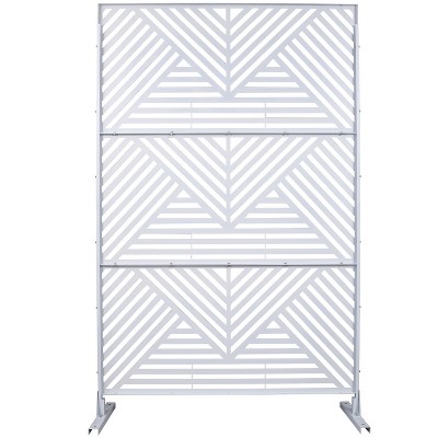 Grungis Matrix Metal Decorative Patio Screens,Freestanding Privacy Fence Panels in Triangular Stripes Pattern for Balcony Patio,76" H×48" W