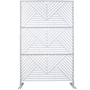 Grungis Matrix Metal Decorative Patio Screens,Freestanding Privacy Fence Panels in Triangular Stripes Pattern for Balcony Patio,76" H×48" W - 1 of 4